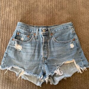 Levi's Light Blue Distressed Denim Cutoff Shorts